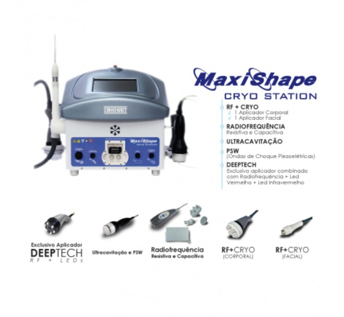 MaxiShape Cryo Station Bioset - Aparelho de Radiofrequência, Criofrequência, Ultracavitação, PSW e LED