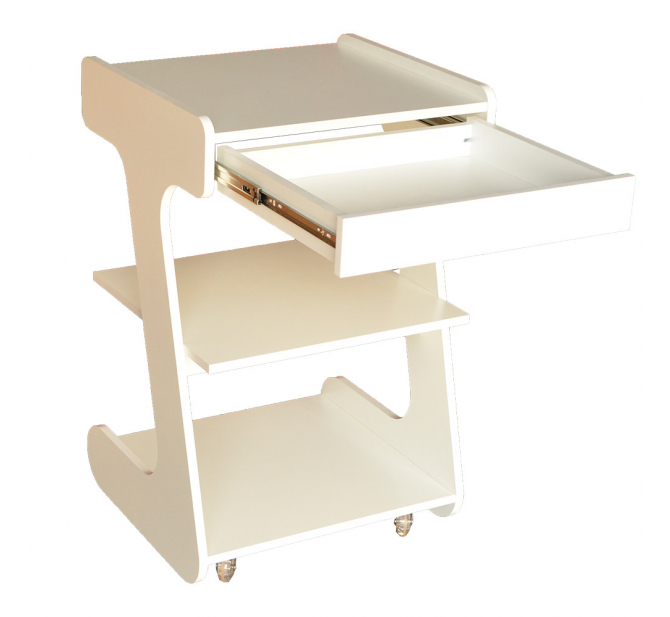 Mesa Auxiliar Treatment com Gaveta - Linha Prime - BCMED-Branco