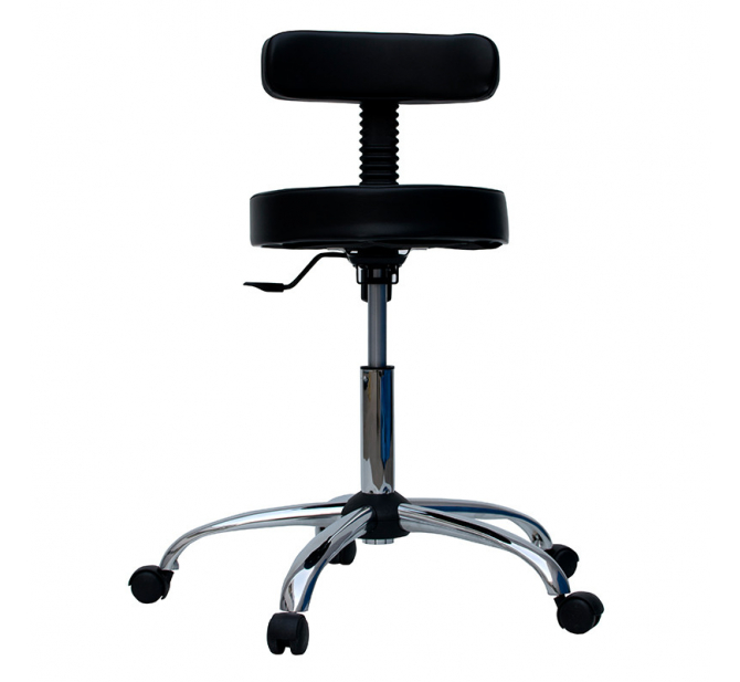 Mocho Slim Luxo Cromado Com Encosto - Linha Black Para Barbearias - BCMED