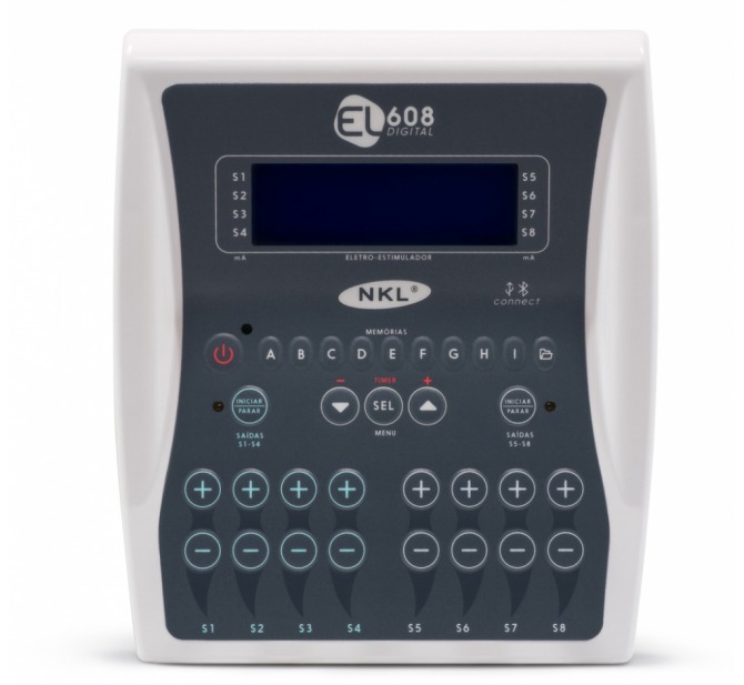 Novo EL608 Digital Connect Eletroestimulador 8 Canais Portátil c/ Bateria Recarregável - NKL