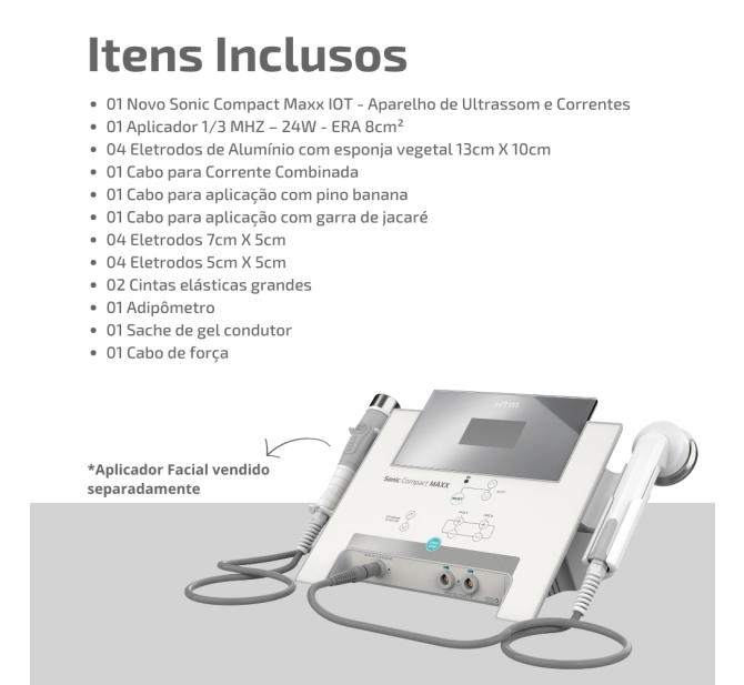 Sonic Compact Maxx HTM - Aparelho de Ultrassom e Correntes para Estética e Fisioterapia