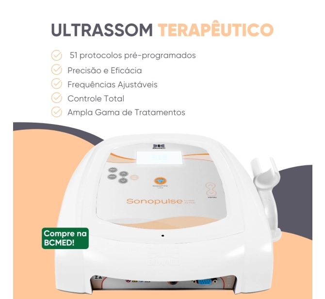 Novo Sonopulse 1,0 e 3,0 MHz - Ultrassom Terapêutico para Fisioterapia e Estética - Ibramed