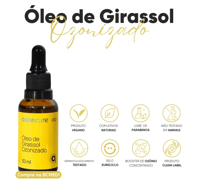 Óleo de Girassol Ozonizado 30ml com Ação Cicatrizante - Ozoncare