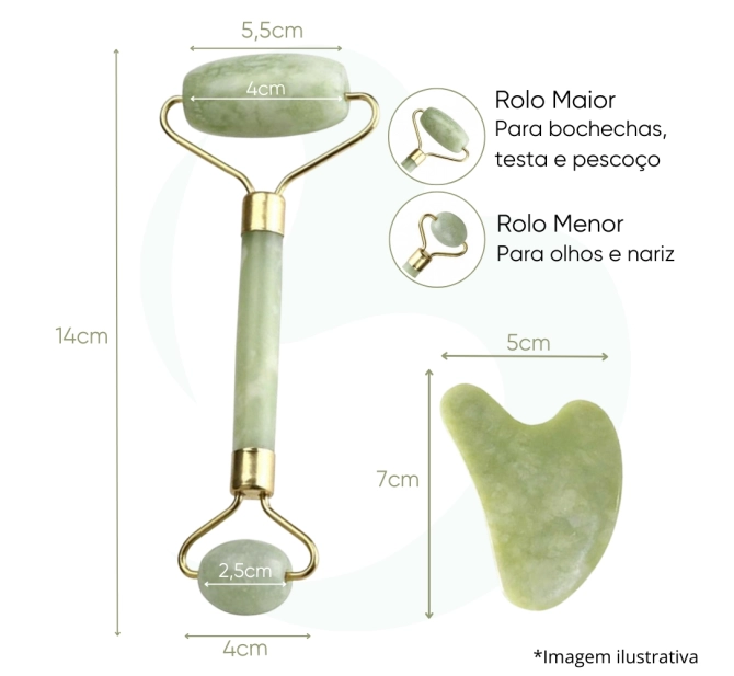 Rolo Massageador de Jade Verde + Guasha Coração - Smart GR