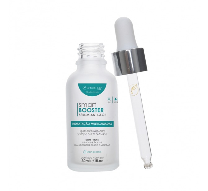 Sérum Smart Booster 9 Tipos de Ácido Hialurônico, Silício e minerais 30 ml
