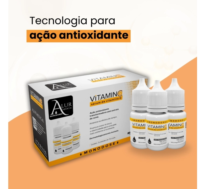 Sérum VitaminC Ação Antioxidante - 3 unidades de 7ml - Alur Medical 