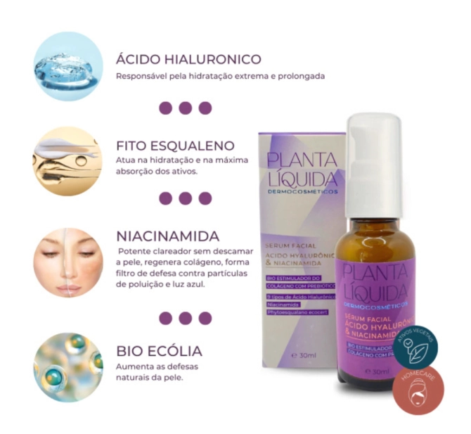 Sérum Rejuvenescedor Ácido Hialurônico e Niacinamida 30ml - Planta Líquida 