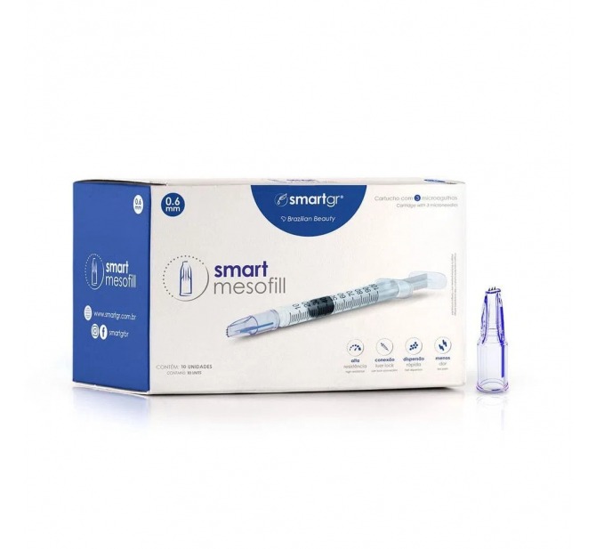 Smart Mesofill 0,6mm - Caixa com 10 unidades - Cartucho com 3 microagulhas - Smart GR