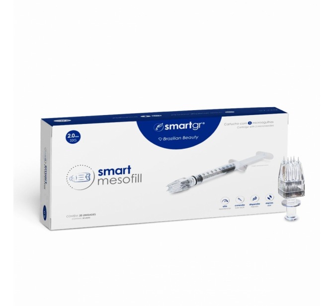 Smart Mesofill 2,0 mm - Cartucho com 5 microagulhas 32 g - Caixa com 20 Unidades - Smart GR 