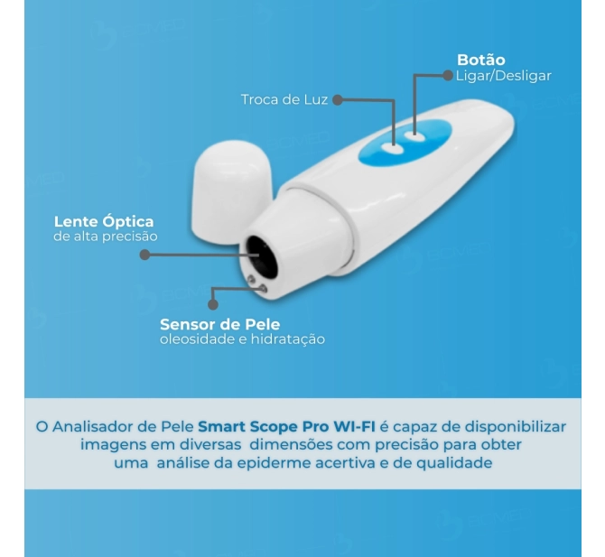 Smart Scope Pro WI-FI - Analisador de Pele e Capilar 50x - Estek 