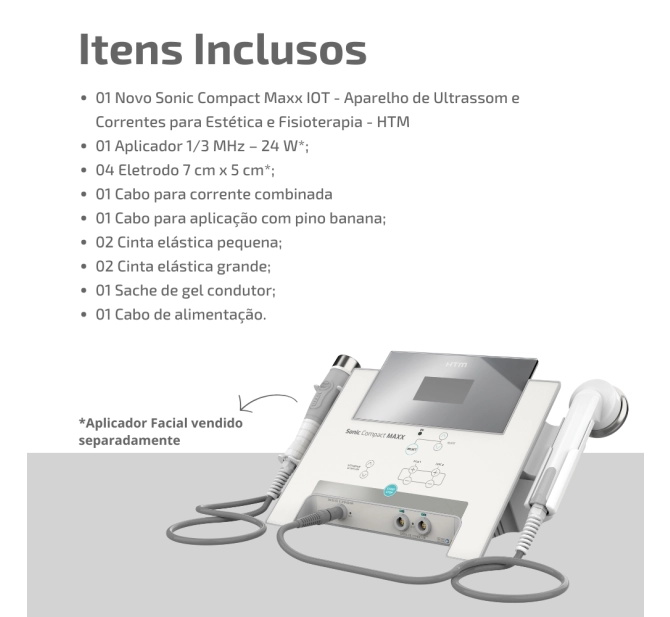 Sonic Compact Maxx IOT - Aparelho de Ultrassom e Correntes para Estética e Fisioterapia - HTM