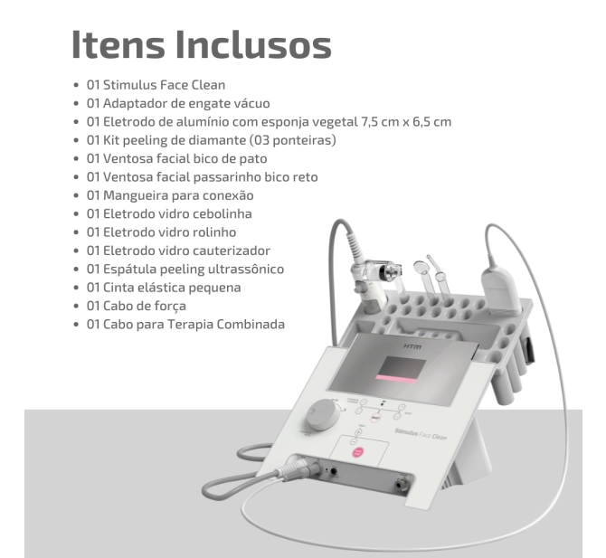 Stimulus Face Clean - Aparelho de Vacuoterapia, Alta Frequência e Peeling Ultrassônico - HTM