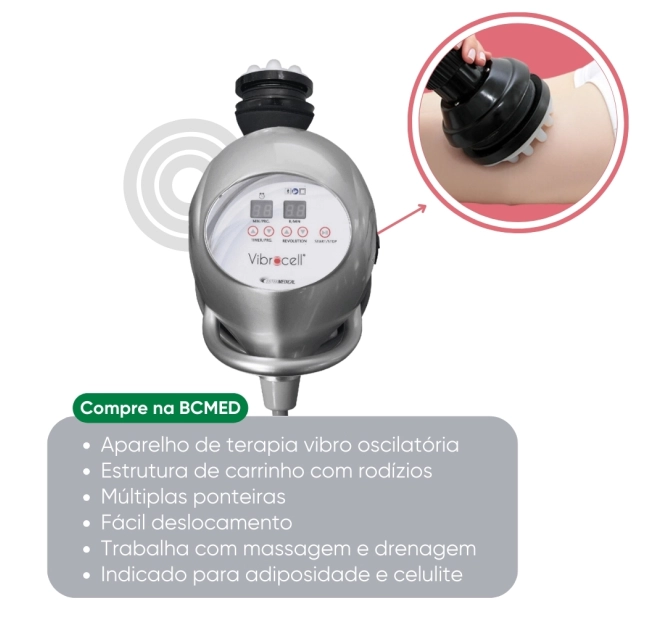 Vibrocell Estek - Endermoterapia e Massagem Mecânica Vibratória + 9 Ponteiras