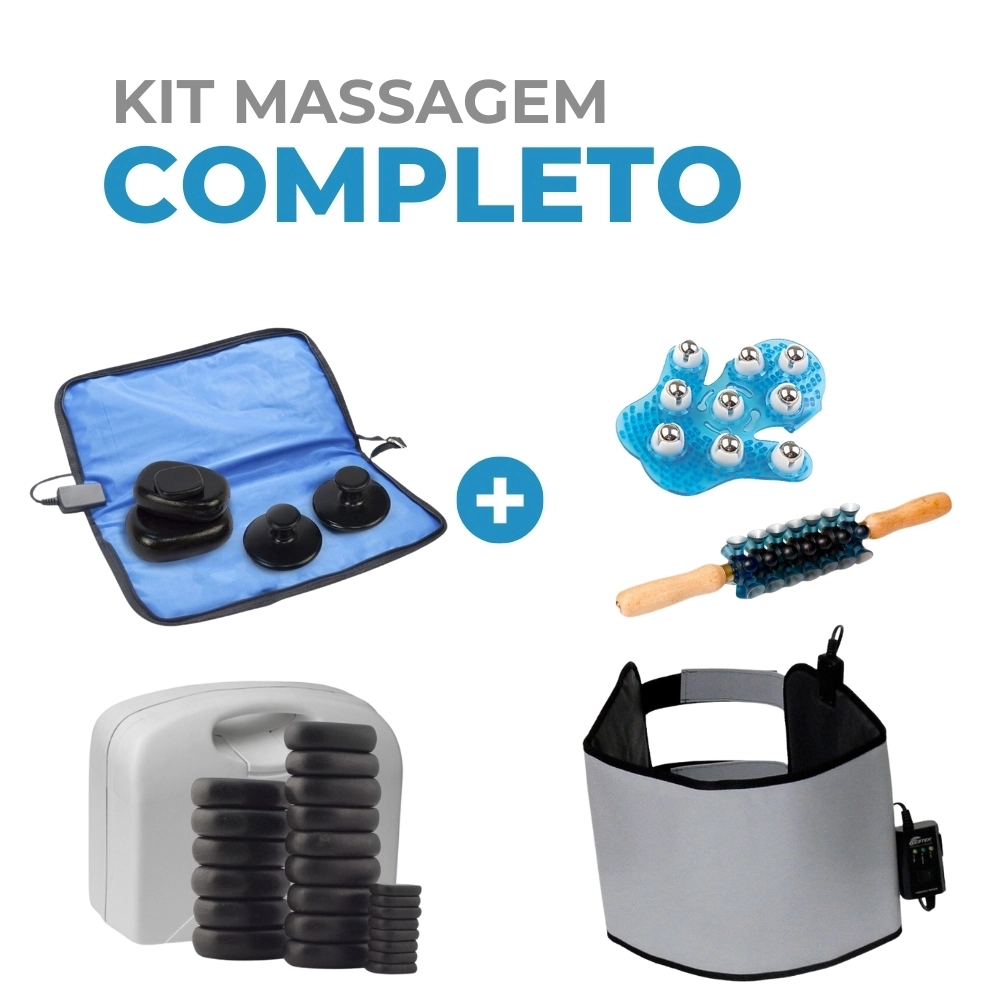 Kit Massagem - Pedras + Aquecedor de Pedra + Manta Térmica