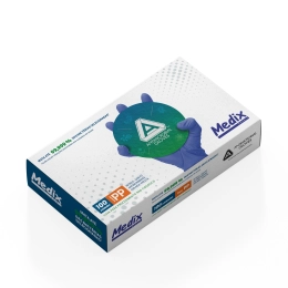 Luva Nitrílica AMG - Antimicrobiana - Azul Violeta - Medix Brasil 