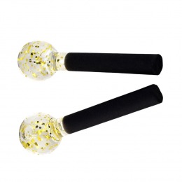 Esferas Grande De Vidro com Glitter Dourado para Cromoterapia – Par - BCMED