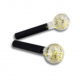 Esferas Pequena De Vidro com Glitter Dourado para Cromoterapia – Par - BCMED