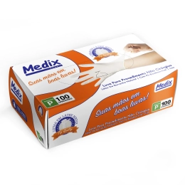 Luva de látex - Branca - Com Pó - Medix Brasil