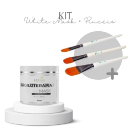 Kit Argila White Mask + 3 Pincéis de Seda - Ecco’s Cosméticos