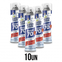  Kit com 10 Álcool 70% Spray Aerossol Super Dom - DomLine