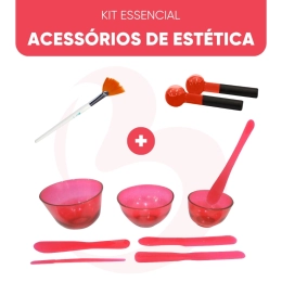 Kit Essencial 1.0 - Cubetas + Espátulas + Pincel de Seda + Esferas - Acessórios de Estética Estek