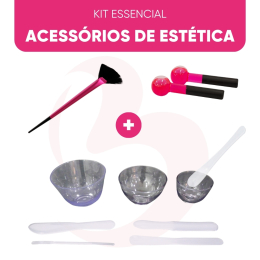 Kit Essencial 2.0 - Cubetas + Espátulas +  Pincel de Seda + Esferas - Acessórios de Estética Estek
