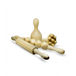 Kit Maderoterapia (Copa Sueca, Massageador Cogumelo, Rolo Estriado e Rolo Cubo) - BCMED