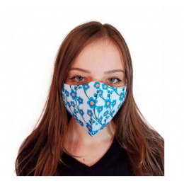 Máscara Tecido Modelo Floral Azul - BCMED