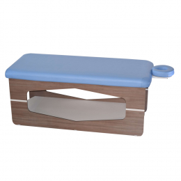 Maca Fixa Utility com Base Teca Itália e Colchão Azul Claro - Linha Prime - BCMED