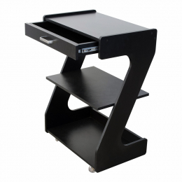 Mesa Auxiliar Carrinho tipo Z com Gaveta - Linha Black Para Barbearias - BCMED