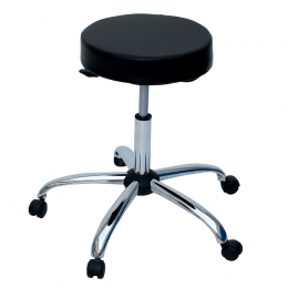 Mocho Agile Luxo Cromado Sem Encosto- Linha Black Para Barbearias - BCMED