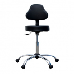 Mocho Comfort Luxo Cromado com Encosto- Linha Black Para Barbearias - BCMED