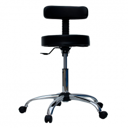 Mocho Slim Luxo Cromado Com Encosto - Linha Black Para Barbearias - BCMED