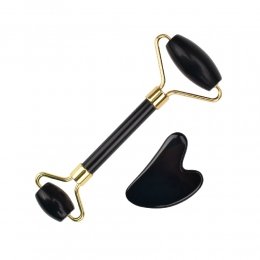 Rolo Massageador de Obsidiana Negra + Guasha Coração - Smart GR