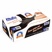 Luva Nitrílica Preta - Sem Pó - Medix Brasil