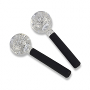 Esferas Grandes de Vidro com Glitter Prata para Cromoterapia e Massagem Facial - BCMED