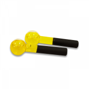 Esferas de vidro, na cor amarela e no tamanho pequeno, para massagem facial e cromoterapia