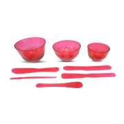  KIT 3 Cubetas + 5 Espátulas Para Estética - Vermelho - Estek