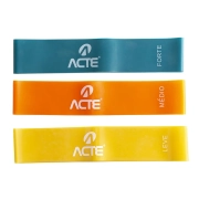 Kit 3 Mini Band - Faixa Elástica de 3 Intensidades T71 - Azul, Amarelo e Laranja - Acte Sports
