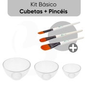 Kit Básico - Cubetas (P, M e G) + Pincéis (n°2, 4 e 6) - Estek 