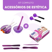 Kit Completo 1.0 - Cubetas + Espátulas + Pincéis + Esferas Pequena + Luva - Acessórios de Estética Estek