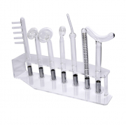 Kit Eletrodos de vidro para alta frequência com 7 peças + Rack em acrílico organizador de eletrodos