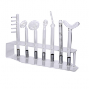 Kit Eletrodos de vidro para alta frequência com 7 peças + Rack em acrílico organizador de eletrodos