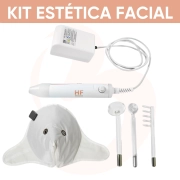 Kit Estética Facial - HF Alta Frequência + Eletrodo Cebolinha + Máscara Térmica Facial 