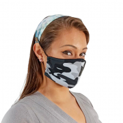 Kit Máscara e Faixa - Camuflagem Cinza + Faixa de Cabelo Borboleta - BCMED