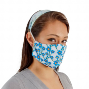 Kit Máscara e Faixa - Floral Azul + Faixa de Cabelo Borboleta - BCMED