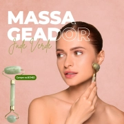 Kit Massagem Facial - Smart Vibra Massageador + Rolo Massageador de Jade Verde + Creme Neutro - Smart GR