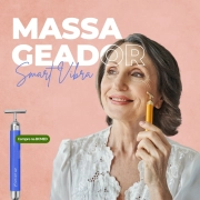 Kit Massagem Facial - Smart Vibra Massageador + Rolo Massageador de Jade Verde + Creme Neutro - Smart GR