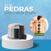 Kit Massagem Completa - Pedras + Aquecedor de Pedra + Manta Térmica Abdominal + Rolo de Massagem + Luva Massageadora - Estek 