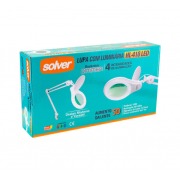 Lupa Articulada Com Fixador Para Mesa, Dimmer, Zoom De 8X E Led - Hl-410 - Solver